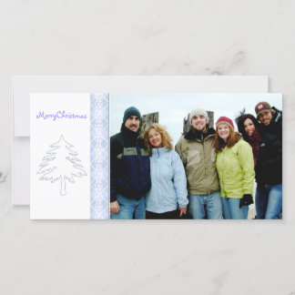 Tarjeta Festiva Árbol de pino azul argla y flor de nieve Feliz Nav