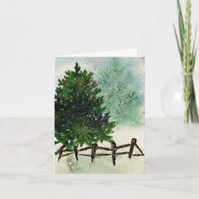 Tarjeta Festiva Árbol De Pino De Nieve (Anverso)
