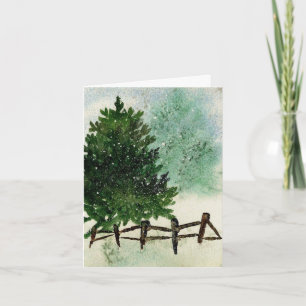 Tarjeta Festiva Árbol De Pino De Nieve
