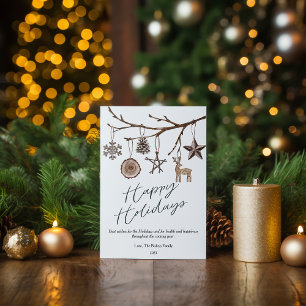 Tarjeta Festiva Árbol de Pino Rústico de Invierno Moderno Plano