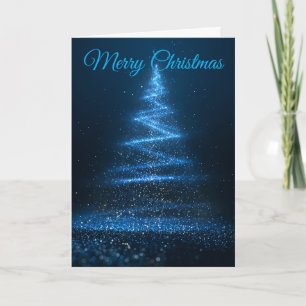 Tarjeta Festiva Árbol de purpurina azul
