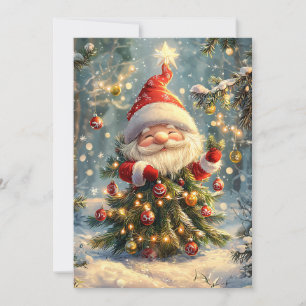 Tarjeta Festiva Árbol de Santa & Brillo de Copo de Nieve