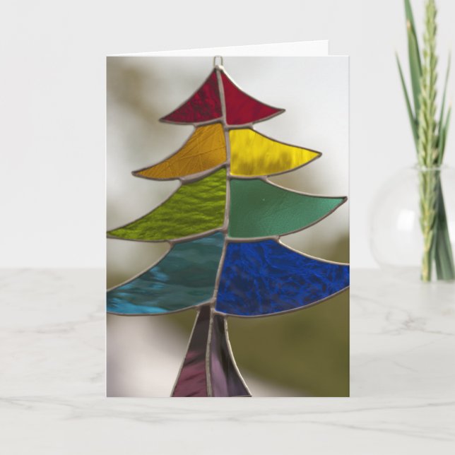 Tarjeta Festiva Árbol de Stainglass (Anverso)
