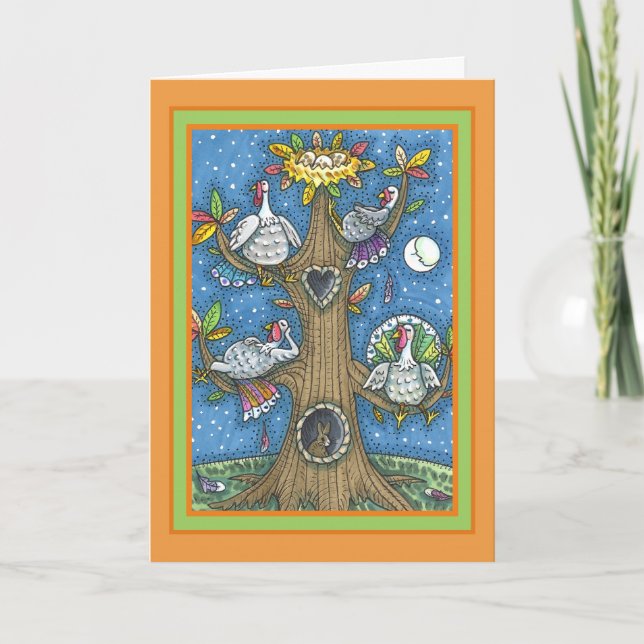 TARJETA FESTIVA ÁRBOL DE TURQUÍA, GRACIAS A LOS DIVERSOS GOBIERNOS (Anverso)