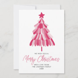 Tarjeta Festiva Árbol de vacaciones de Navidades rosados