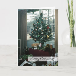 Tarjeta Festiva Árbol de vacaciones retro con insel y regalos