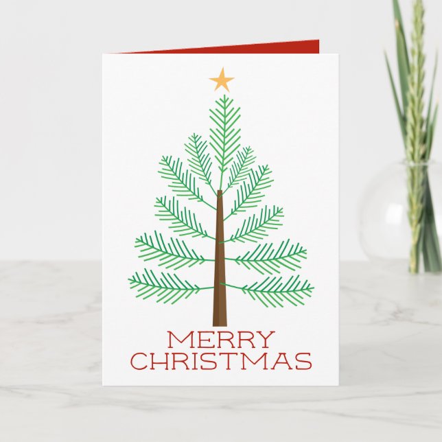 Tarjeta Festiva Árbol de vacaciones simple de pino navideño (Anverso)