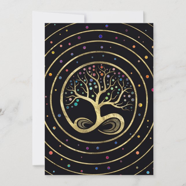Tarjeta Festiva Árbol de vida - Espiral infinita (Anverso)
