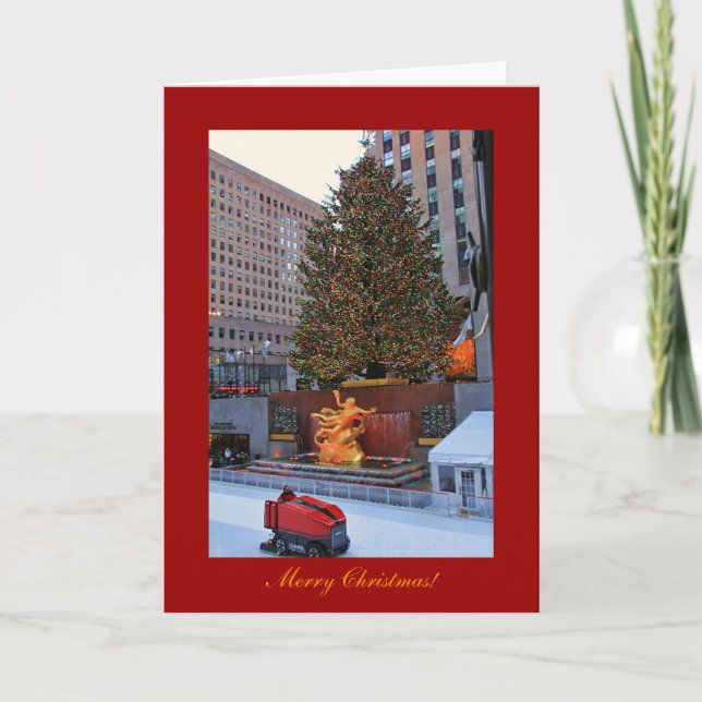Tarjeta Festiva Árbol del Centro Rockefeller, Navidades Rink (Anverso)