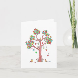 Tarjeta Festiva Árbol del Corazón Caprichoso Feliz Día de San Vale