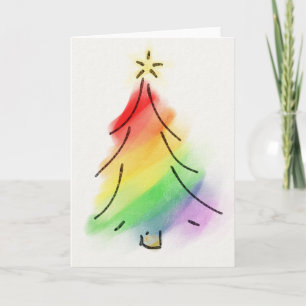Tarjeta Festiva Árbol del día de fiesta del arco iris