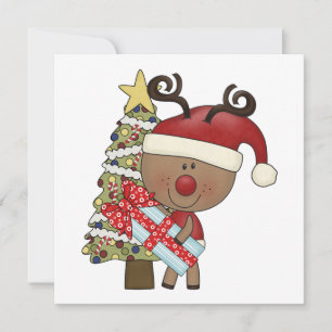 Tarjeta Festiva Árbol del día de fiesta del reno de Rudy