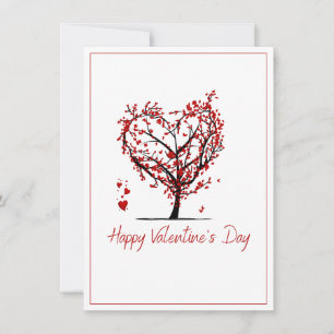Tarjeta Festiva árbol del día de San Valentín en forma de rojo