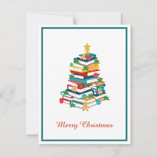 Tarjeta Festiva Árbol del libro de Navidades coloridos de la Moda