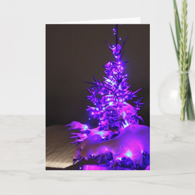 Tarjeta Festiva Árbol del Tarjeta-Navidad del saludo en violeta (Anverso)