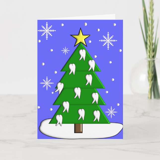 Tarjeta Festiva Árbol dental de Navidades dentistas (Anverso)