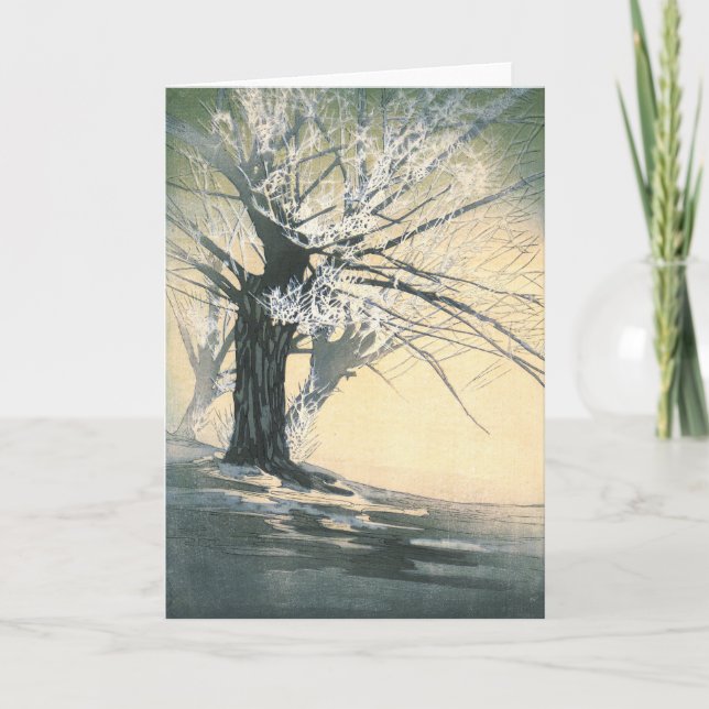 Tarjeta Festiva Árbol escarchado 1920 (Anverso)