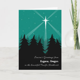 Tarjeta Festiva Árbol Evergreen de Esmeralda del Noroeste del Pací