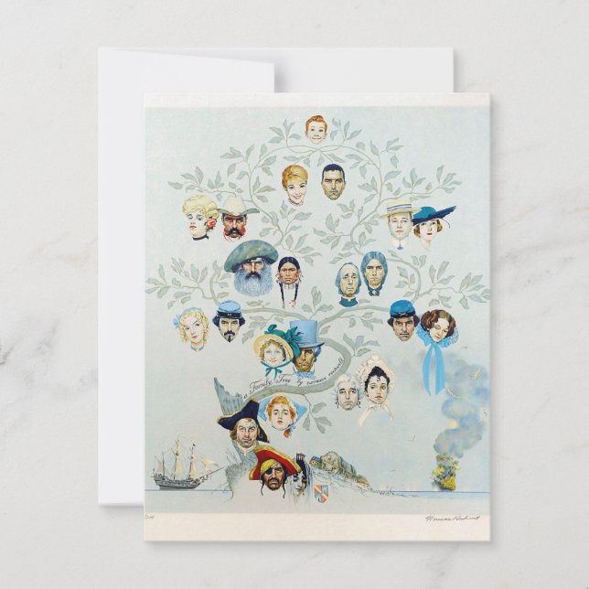 Tarjeta Festiva Árbol familiar Norman Rockwell 1959 (Anverso)