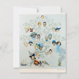 Tarjeta Festiva Árbol familiar Norman Rockwell 1959