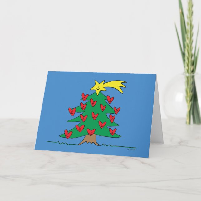 Tarjeta Festiva Árbol feliz (en blanco dentro) (Anverso)