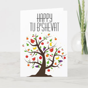 Tarjeta Festiva Árbol Frutal Feliz Tu B'Shevat