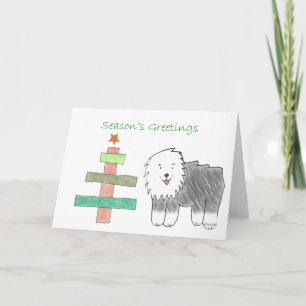 Tarjeta Festiva Árbol inglés viejo del palillo del perro pastor
