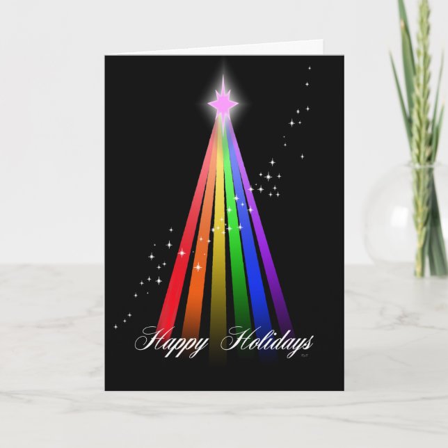 Tarjeta Festiva Árbol ligero del arco iris (Anverso)