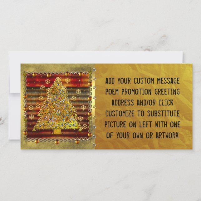 Tarjeta Festiva Árbol Metalizado de navidades (Anverso)