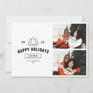 Tarjeta Festiva Árbol minimalista Felices Fiestas Pareja Multifoto