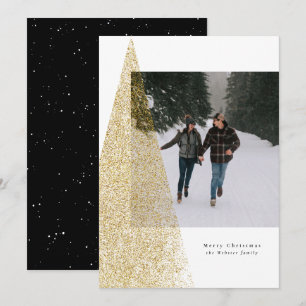 Tarjeta Festiva Árbol moderno de oro falso negro blanco foto de Na