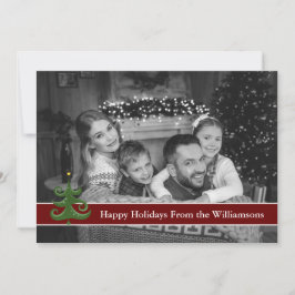 Tarjeta Festiva Árbol moderno de vacaciones felices de blanco y ne