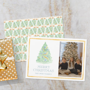 Tarjeta Festiva Árbol navideño acuarela foto de gran millenancia