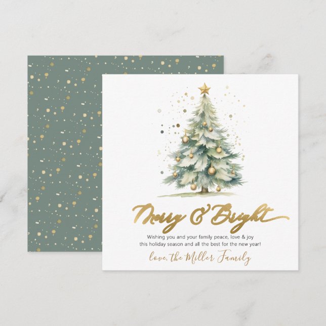 Tarjeta Festiva Árbol navideño con guión claro y moro no foto (Anverso / Reverso)