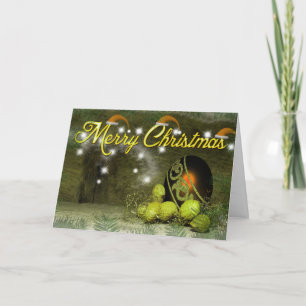 Tarjeta Festiva Árbol navideño con reno en racha