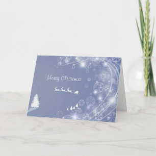 Tarjeta Festiva Árbol navideño con reno en racha