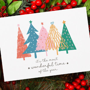 Tarjeta Festiva Árbol navideño de tiempo más maravilloso
