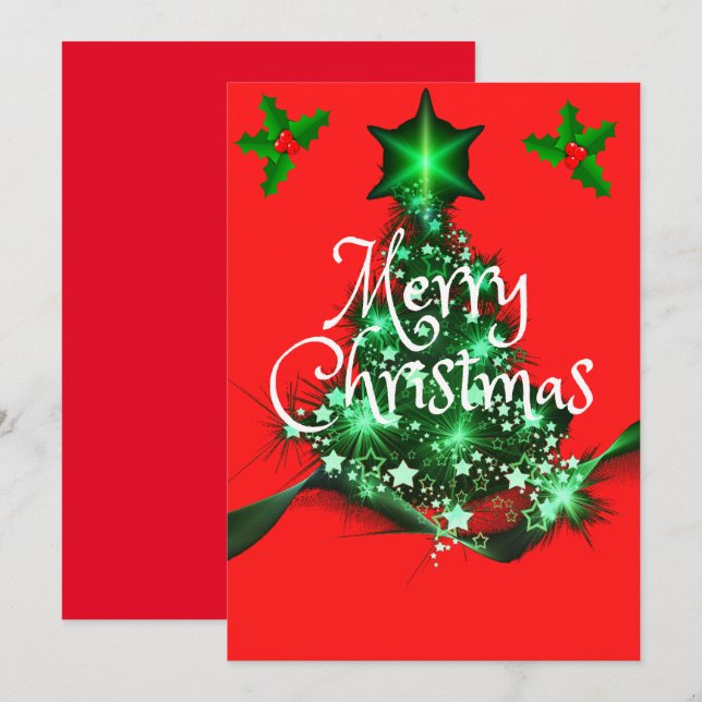 Tarjeta Festiva Árbol navideño familiar (Anverso / Reverso)