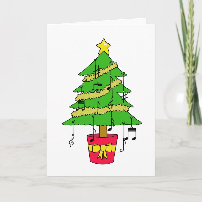 Tarjeta Festiva Árbol navideño feliz (Anverso)