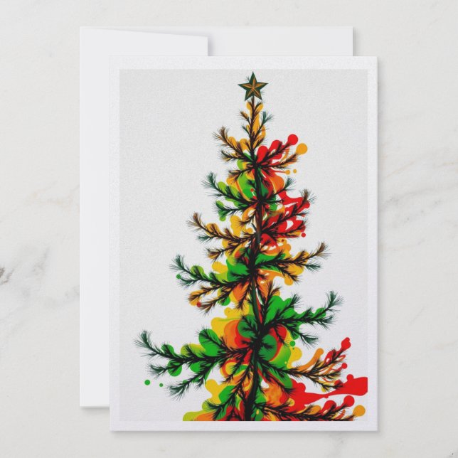 Tarjeta Festiva Árbol navideño festivo (Anverso)