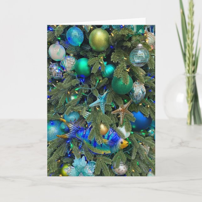 Tarjeta Festiva Árbol navideño marino (Anverso)