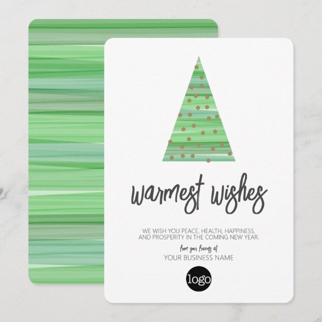 Tarjeta Festiva Árbol navideño moderno - guión acuarela Negocios (Anverso / Reverso)