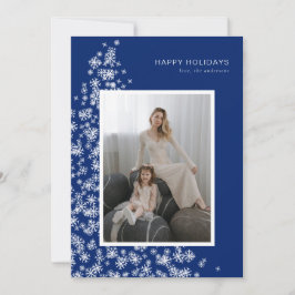 Tarjeta Festiva Árbol navideño moderno hecho de copos de nieve