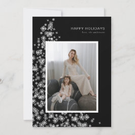 Tarjeta Festiva Árbol navideño moderno hecho de copos de nieve