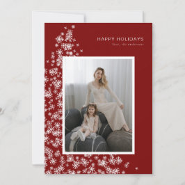 Tarjeta Festiva Árbol navideño moderno hecho de copos de nieve