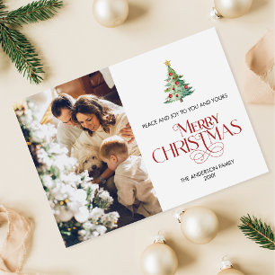 Tarjeta Festiva Árbol navideño moro con foto familiar