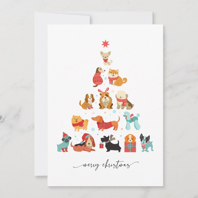 Tarjeta Festiva Árbol navideño púrpura - Festividad de barrido de  (Anverso)