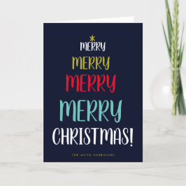 Tarjeta Festiva Árbol Navideño Tipográfico Foto Doblada de Marina