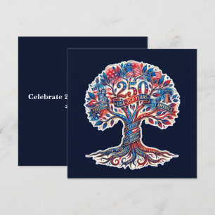 Tarjeta Festiva Árbol Patriótico para el 250 aniversario de Estado