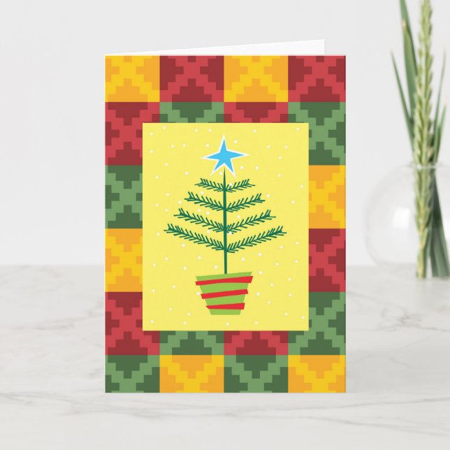 Tarjeta Festiva árbol primitivo (Anverso)